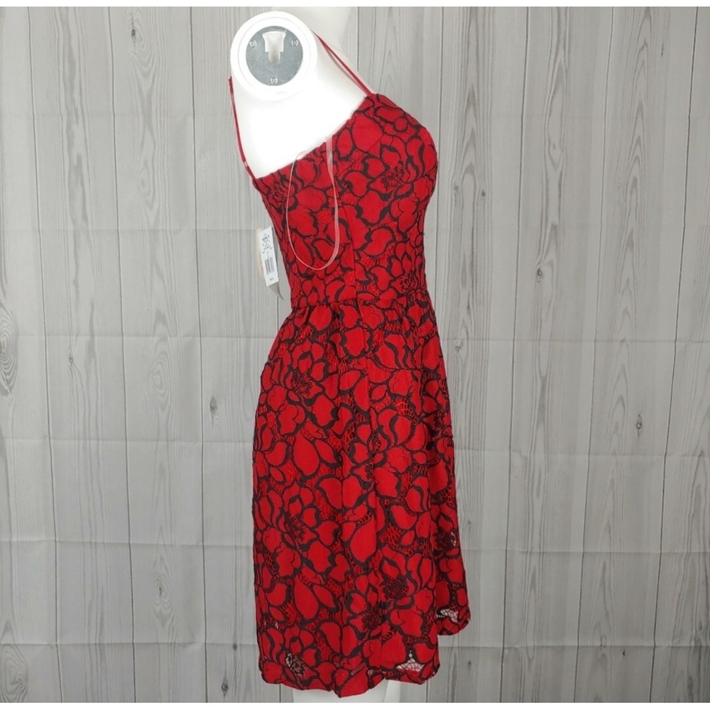 NWTS! Red & Black Floral Lily Rose Dress Size Small Missing Belt - Picture 9 of 13